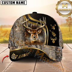 Maxcorners Golden Hunting Brown Camouflage Personalized Name 3D Cap (Multioption)
