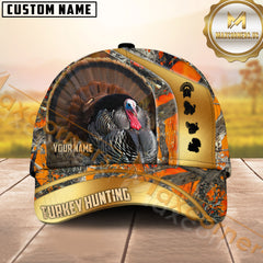 Maxcorners Golden Hunting Orange Camouflage Personalized Name 3D Cap (Multioption)