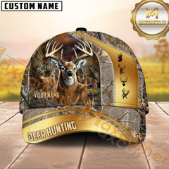 Maxcorners Golden Hunting Brown Camouflage Personalized Name 3D Cap (Multioption)