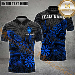 Maxcorners Darts Dragon Flame MutilColor Option Customized Name, Team Name 3D Polo Shirt