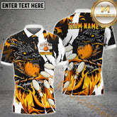Maxcorner Dragon Flame Pattern Bowling Jersey Multicolor Option Customized Name, Team Name 3D Shirt (6 Colors)