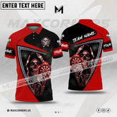 Maxcorners Darts Fire Flame Skull Pro Sport Jersey Multicolor Option Customized Name, Team Name 3D Polo Shirt (4 Colors)