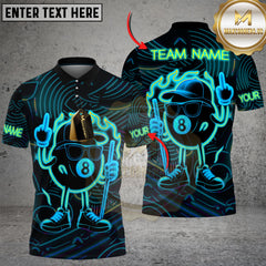 Maxcorners Neon Fire Billiard 8-Ball Pool Multicolor Customized Name, Team Name 3D Shirt