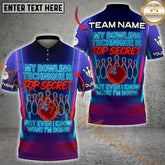 Maxcorners Neon Bowling Quote Shirt – "Top Secret" Multicolor Customized Name, Team Name 3D Shirts