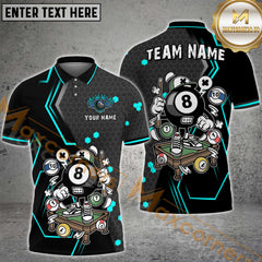 Maxcorners Billiard Funny Vibrant 8-Ball Pool Multicolor Options Personalized Name, Team Name 3D Shirt