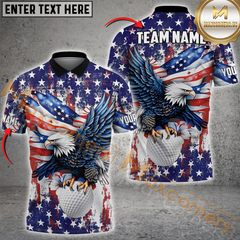 Maxcorners Golf Eagle American Flag Personalized Name 3D Unisex Shirt