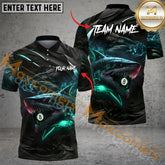 Maxcorners 8 Ball Hell Flame Shark Billiard Jersey Multicolor Options Personalized Name, Team Name 3D Polo Shirt (4 Colors)