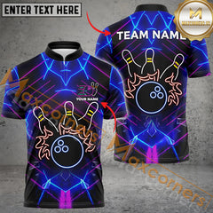 Maxcorners Neon Light Style Bowling Jersey Personalized Name, Team Name 3D Shirt