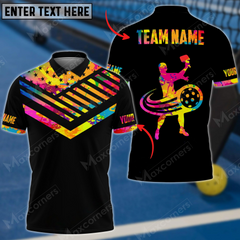Maxcorners Pickleball Colorful Personalized Name, Team Name 3D Unisex Shirt
