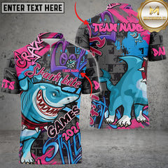 MaxCorners Darts Shark x Bull Dog Graffiti Pattern Customized Name, Team Name 3D Polo Shirt