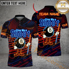Maxcorners Neon Billiard 'Give Me a Shoot' 8-Ball Funny Team Jersey Customized Name, Team Name 3D Shirt
