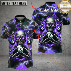 Maxcorners Billiard Ball 8 Pool Skull Fire Thunder Multicolor Personalized Name, Team Name 3D Shirt
