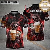 Maxcorners Darts Skull And Beer Multicolor Customized Name, Team Name 3D Shirts