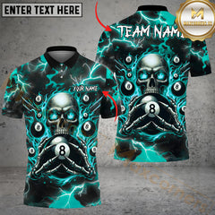 Maxcorners Billiard Ball 8 Pool Skull Fire Thunder Multicolor Personalized Name, Team Name 3D Shirt