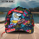 Maxcorners Bowling Funny Shark Graffiti Multicolor Personalized Name 3D Cap
