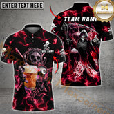 Maxcorners Billiard Skull And Beer Multicolor Customized Name, Team Name 3D Shirt