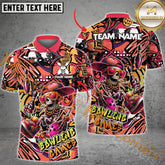 Maxcorners Funny Skull Colorful Graffiti Bowling Jersey Multicolor Option Customized Name, Team Name 3D Polo Shirt