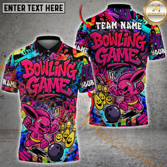 Maxcorners Bowling Graffiti Colorful Bunny Multicolor Customized Name, Team Name 3D Shirts