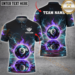 Maxcorners Billiard Ball 8 Pool Thunder Lightning Multicolor Options Personalized Name, Team Name 3D Shirt