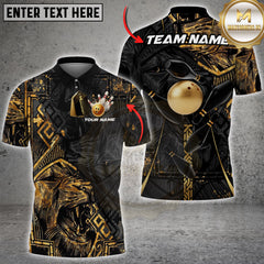 Maxcorners Bowling Golden Lion Multioptions Personalized Name, Team Name Unisex 3D Shirts