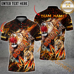 Maxcorners Lion Roar Bowling Jersey Multicolor Option Customized Name, Team Name 3D Polo Shirt