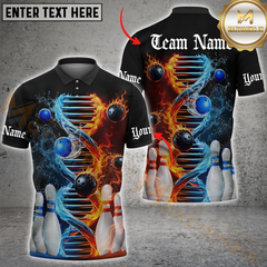 Maxcorners Bowling Flame And Water DNA Personalized Name, Team Name 3D Shirt