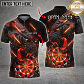 Maxcorners Black Tiger Roaring Fire Darts Jersey Multicolor Option Customized Name, Team Name 3D Polo Shirt
