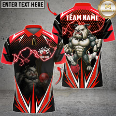 Maxcorners Lightning Bulldog Bowling Jersey Multicolor Customized Name, Team Name 3D Shirts