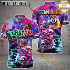 Maxcorners Billiard Skull Neon Graffiti Personalized Name, Team Name 3D Shirt
