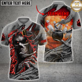 Maxcorners Bowling Fire Skull Multicolor Customized Name, Team Name 3D Shirts