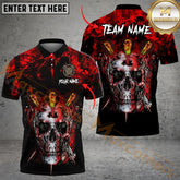 Maxcorners Arrow Pierce Skull Darts Jersey Multicolor Option Customized Name, Team Name 3D Polo Shirt