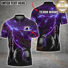 Maxcorners Bowling Thunder Lightning Multicolor Option Customized Name, Team Name 3D Shirt