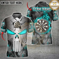 Maxcorners Darts Skull Punisher Metal Fire Multicolor Customized Name, Team Name 3D Shirt