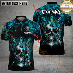 Maxcorners Arrow Pierce Skull Darts Jersey Multicolor Option Customized Name, Team Name 3D Polo Shirt