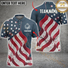 Maxcorners Golf American Flag Glory Customized Name, Team Name 3D Unisex Shirt