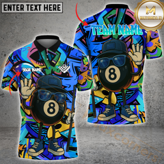 Maxcorners Billiard Graffiti 8-Ball Multicolor Personalized 3D Shirt, 8-Ball Swagger with Shades Shirt