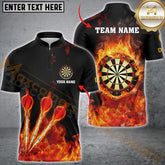Maxcorners Fire Flame Premium Darts Jersey Customized Name, Team Name 3D Polo Shirt