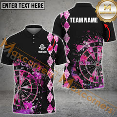 Maxcorners Dart Grunge Multicolor Option Customized Name, Team Name 3D Polo Shirt