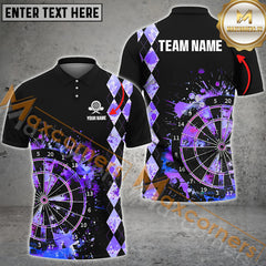 Maxcorners Dart Grunge Multicolor Option Customized Name, Team Name 3D Polo Shirt