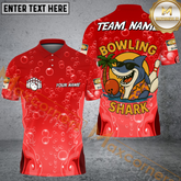 Maxcorners Bowling Funny Cartoon Shark, Bubble Design Multicolor Personalized Name, Team Name 3D Shirt