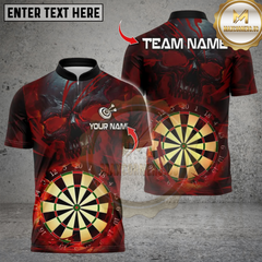 Maxcorners Darts Dark Vibes Mystery Skull With Dartboard Personalized Name 3D Unisex Shirt