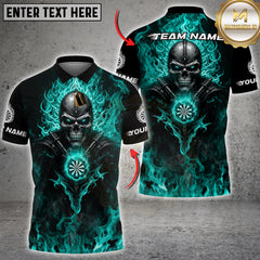 Maxcorners Darts Flaming Metal Skull Multicolor Customized Name Team Name 3D Shirts
