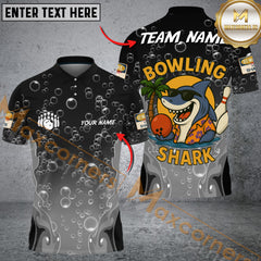 Maxcorners Bowling Funny Cartoon Shark, Bubble Design Multicolor Personalized Name, Team Name 3D Shirt