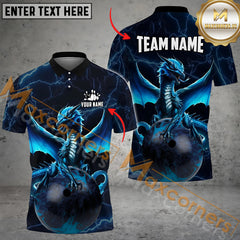 Maxcorners Dragon Ball Bowling Jersey Multicolor Option Customized Name, Team Name 3D Polo Shirt