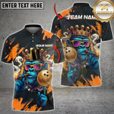 Maxcorners Bowling King Gorilla Multicolor Customized Name, Team Name 3D Shirt