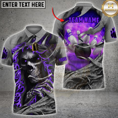 Maxcorners Bowling Fire Skull Multicolor Customized Name, Team Name 3D Shirts