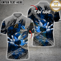 Maxcorners Bowling Smoke Metal Design Multicolor Customized Name, Team Name 3D Shirts