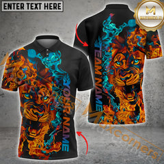 Maxcorners Lion Blaze Bowling Jersey Multicolor Option Customized Name, Team Name 3D Polo Shirt