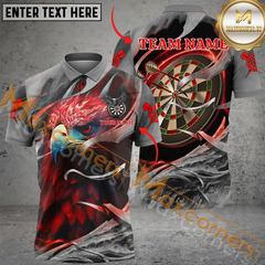 Maxcorners Darts Angry Eagle MutilColor Option Customized Name, Team Name 3D Polo Shirt