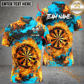 Maxcorners Darts Water And Fire Vintage Multicolor Option Customized Name, Team Name 3D Polo Shirt
